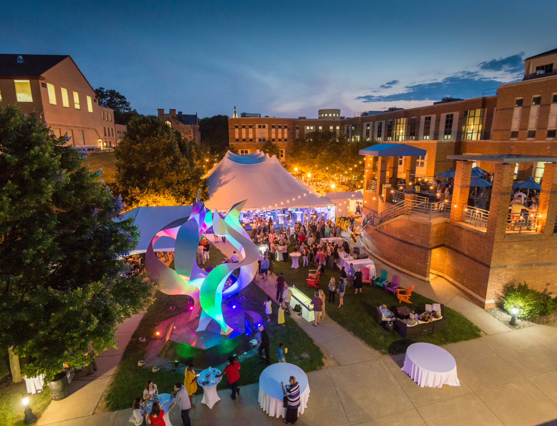Reunion celebration outside Zoellner Arts Center