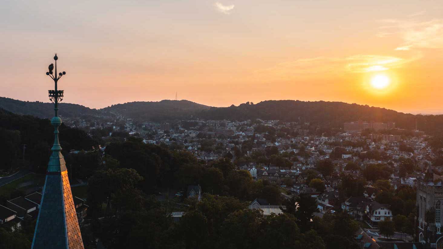 Sunset over campus overlooking Bethlehem