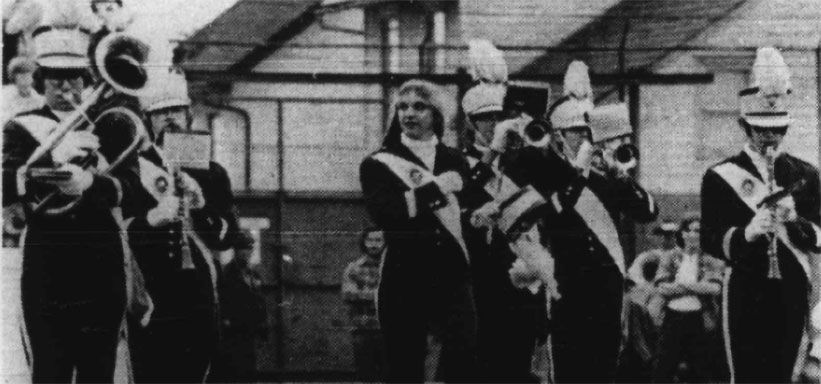 Vintage black and white photo of the Lehigh band performing.