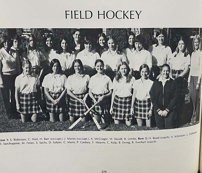 Field hockey team in uniform for the 1975 yearbook 
