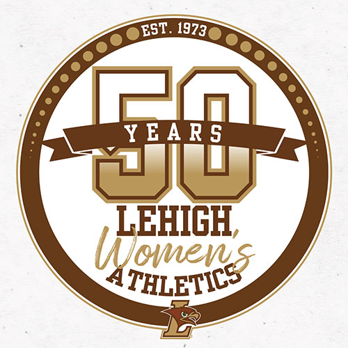 logo celebrating the 50 years of Lehigh Women's Athletics