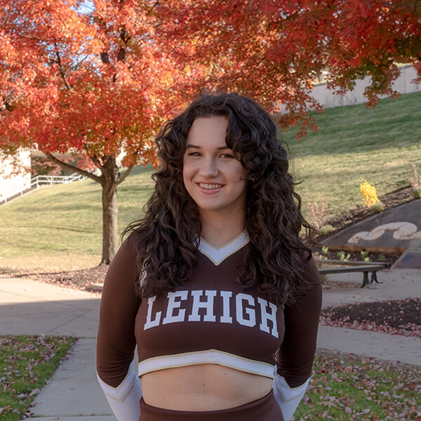 Blair Dickinson in Lehigh cheerleader uniform