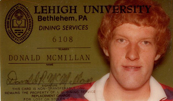 Don McMillan's school ID from the 1970s