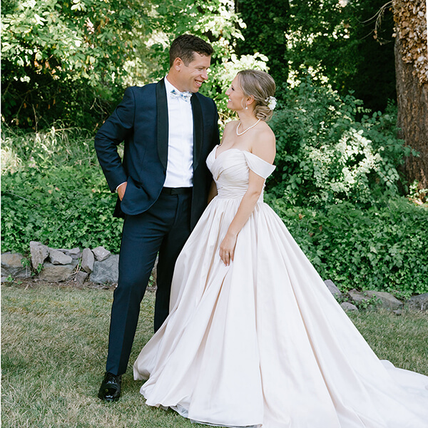 Adam and Abby Goldstein in their wedding finery