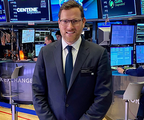 Andrew Glancy on the floor of the New York Stock Exchange