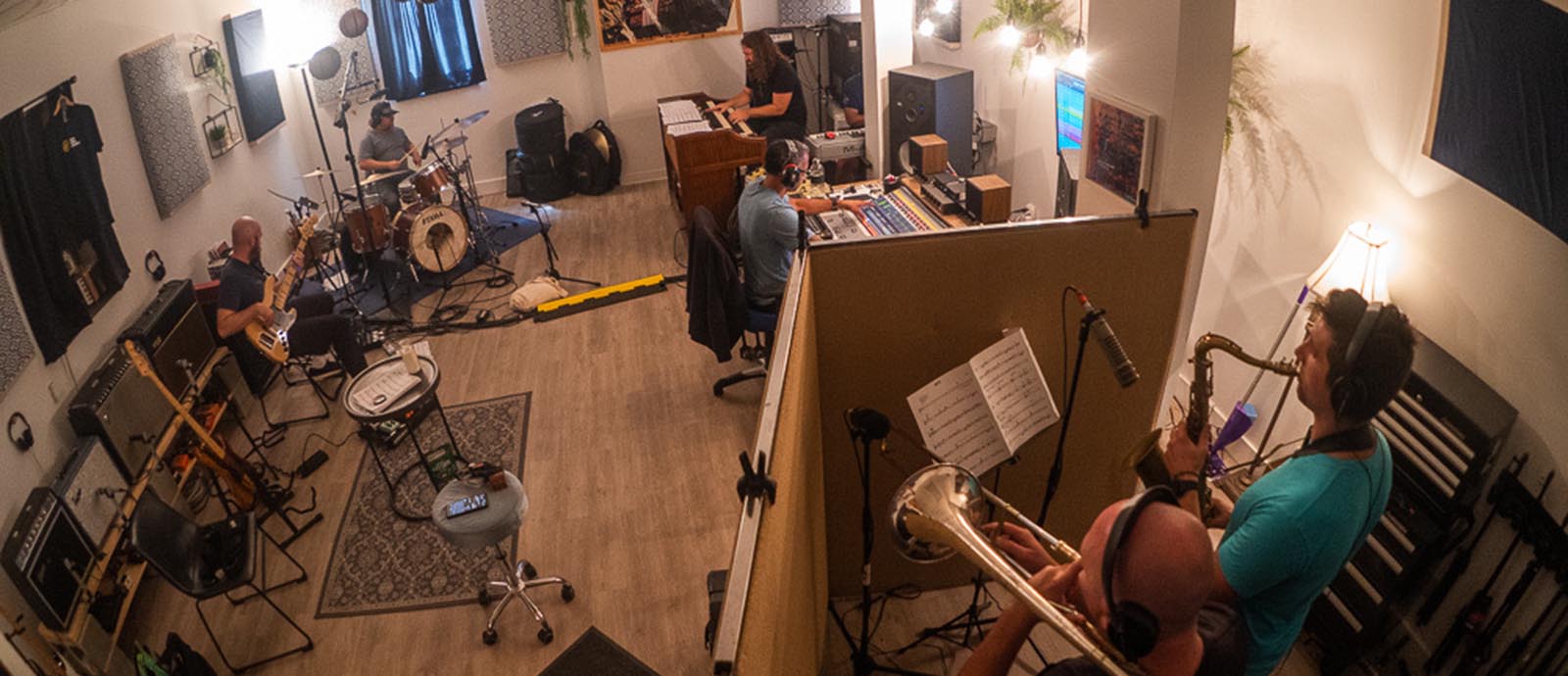 Mike and the musicians in the studio