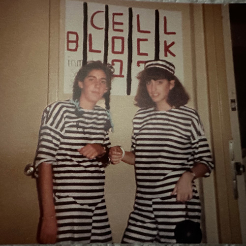 Kyle Greenberg and her best friend where striped jail clothes for the fundraiser