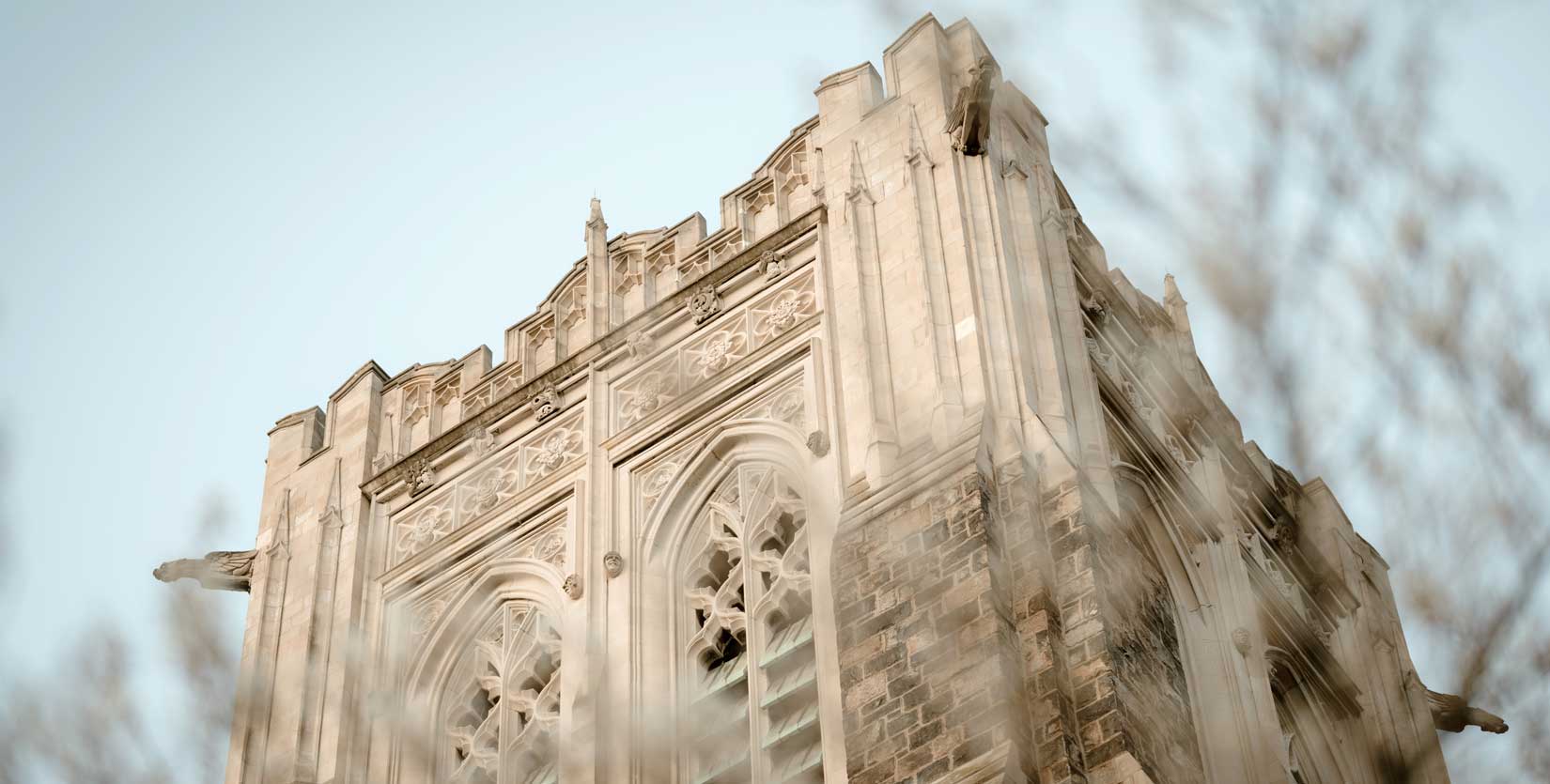 The top of Alumni Memorial Tower.