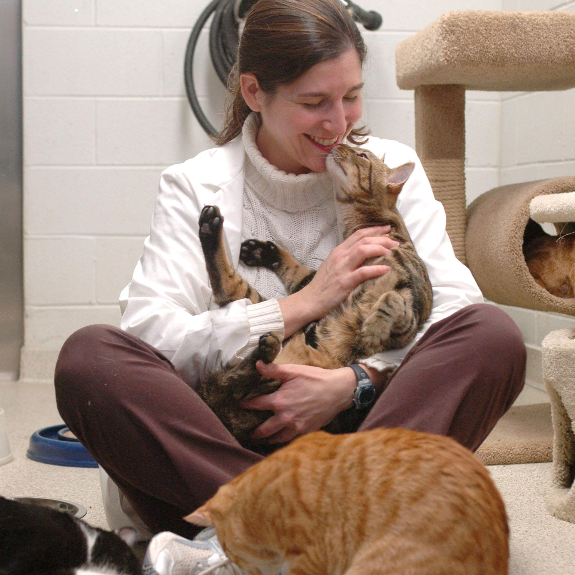 Lillian Aronson with cats