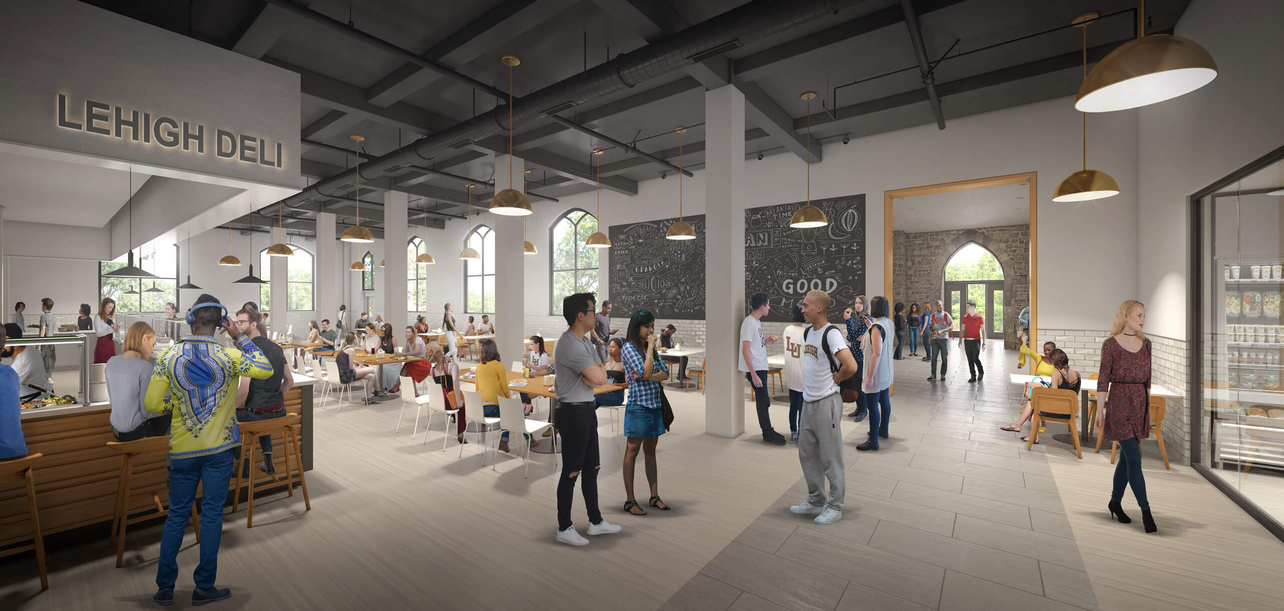 Rendering of the Lower Eatery Space