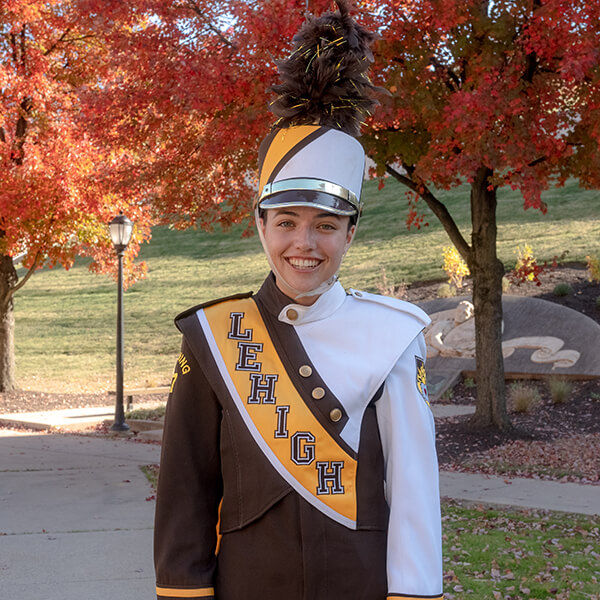 Maeve McGowan in Lehigh Marching 97 uniform