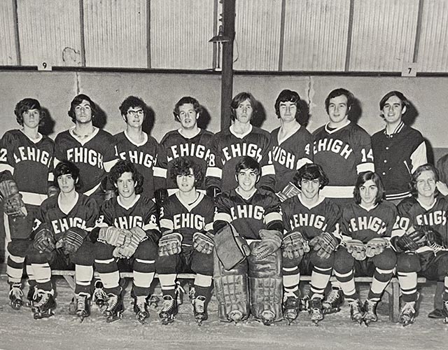 1971 yearbook photo of the club hockey team