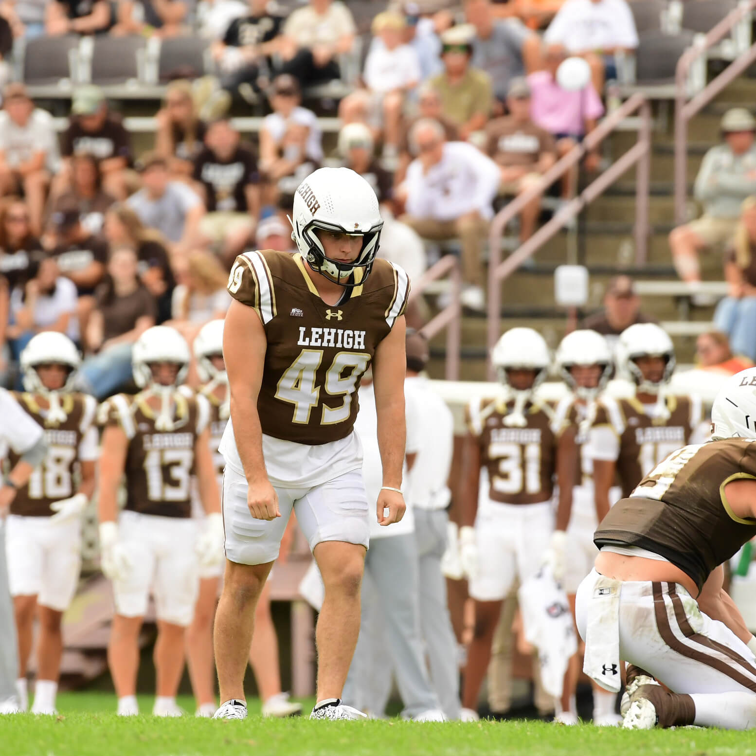 Nick Garrido prepares to kick a field goal