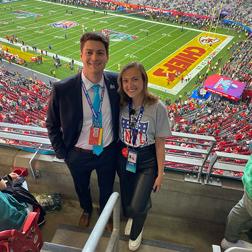 Ollie Auerbach and Hope Watkins at Super Bowl LVIII