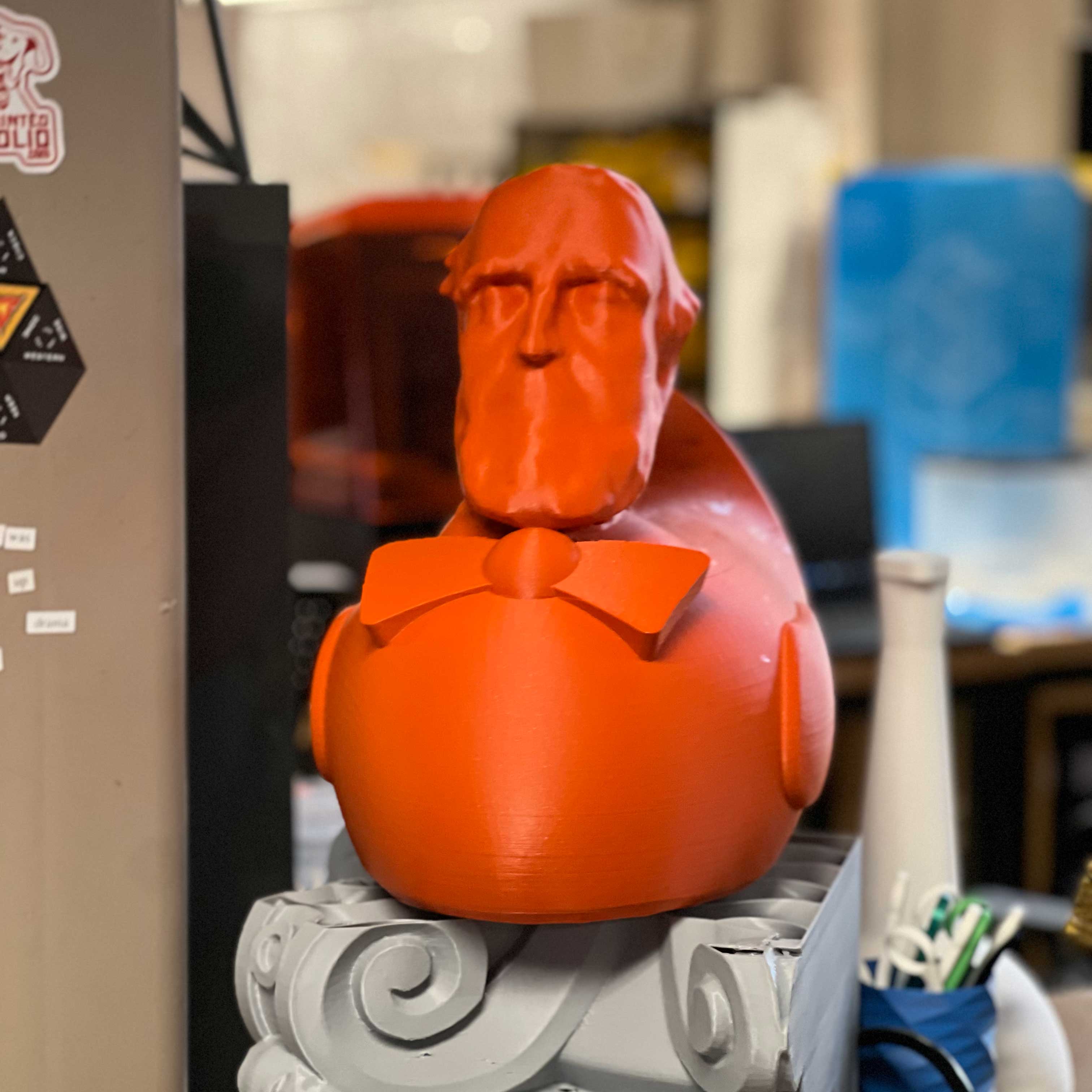 A large, orange Asa Quacker in Wilbur Powerhouse.