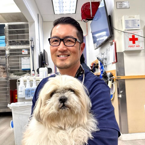 Richard Chu with dog