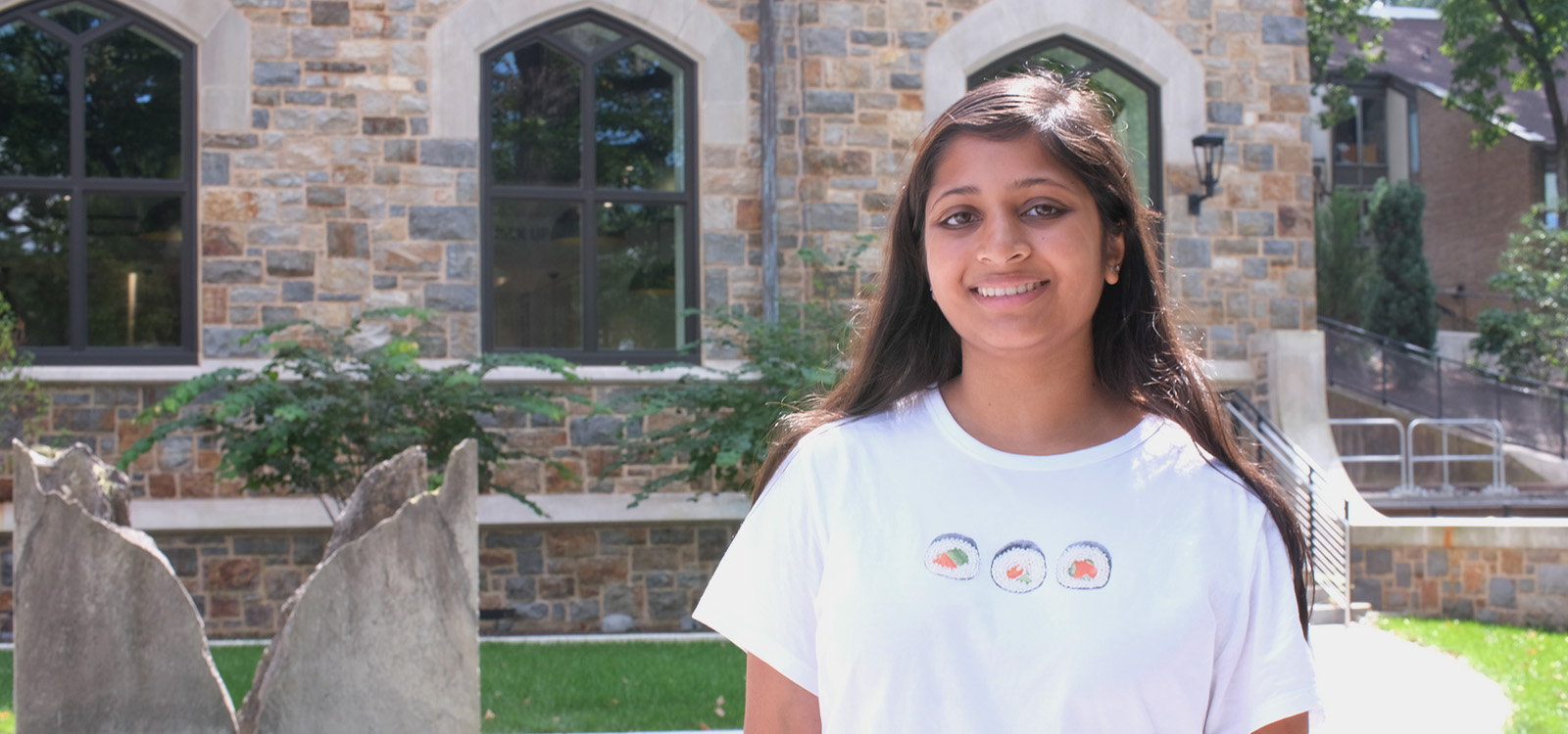 Sejal Butala stands outside the Clayton University Center