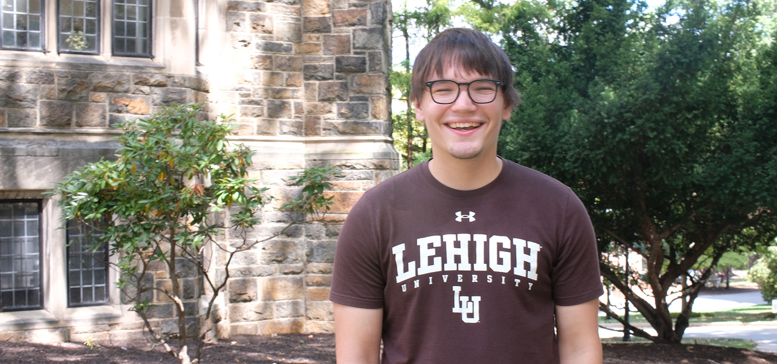 Simeon Vieland stands outside Packard Lab