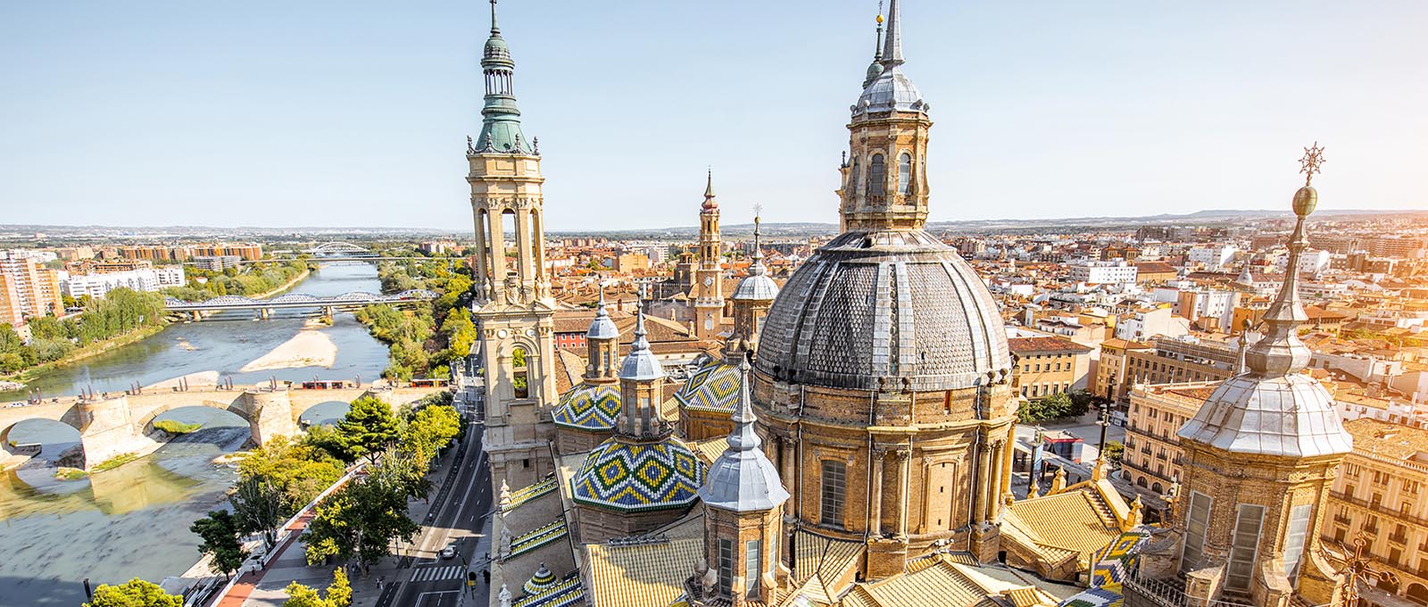 Aerial of cathedral in Spain