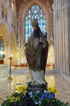 A statue of St. Patrick in the Cathedral at Armagh, Ireland