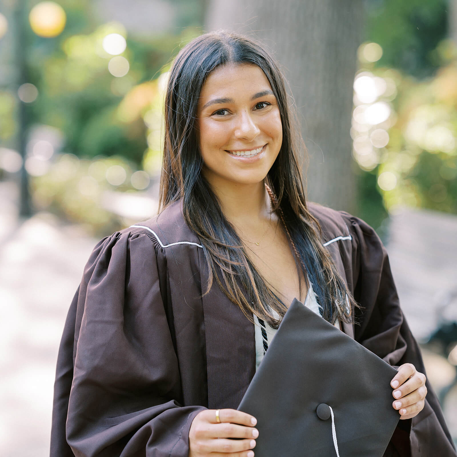 Dakota Feldman ’24, a graduate of Lehigh’s College of Health, in cap and gown at Commencement.