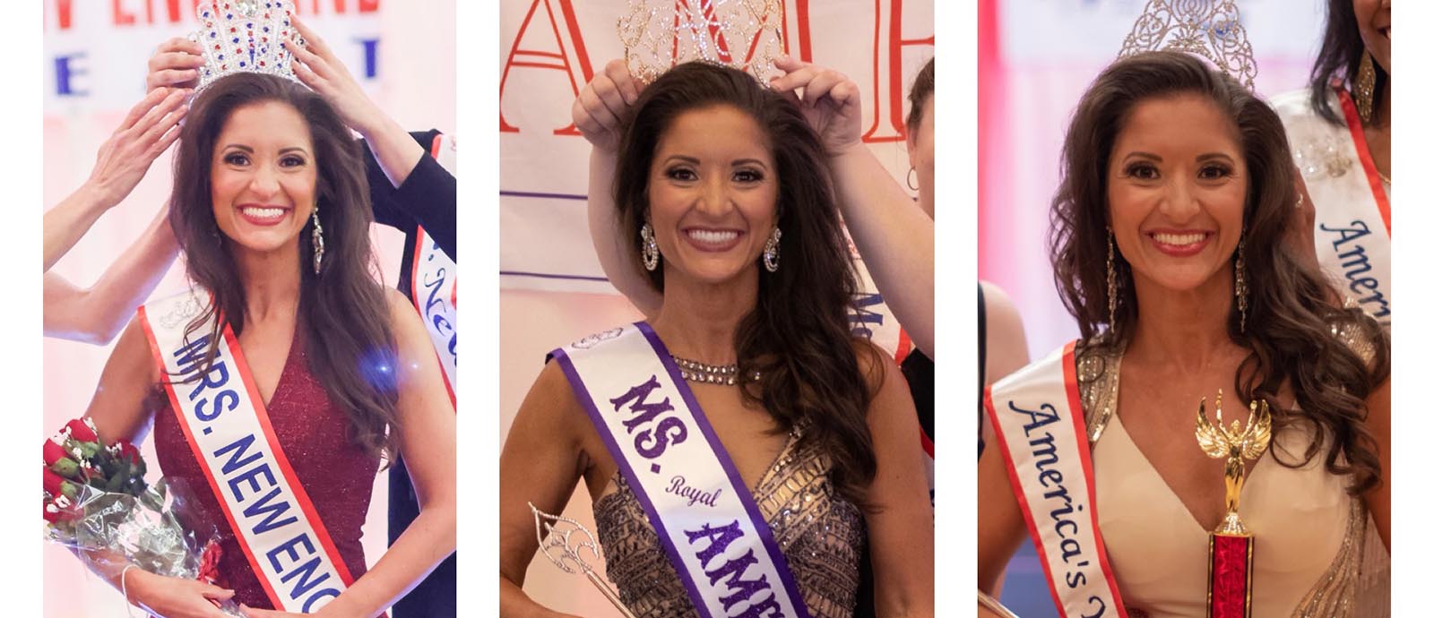 Images of Kate being crowned at three different pageants