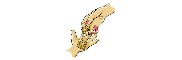 Parents Plus logo is an illustration of an adult hand placing a key with a heart in the hand of a child.