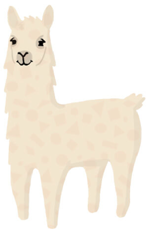 Illustration of a tan llama that represents the app's brand. 