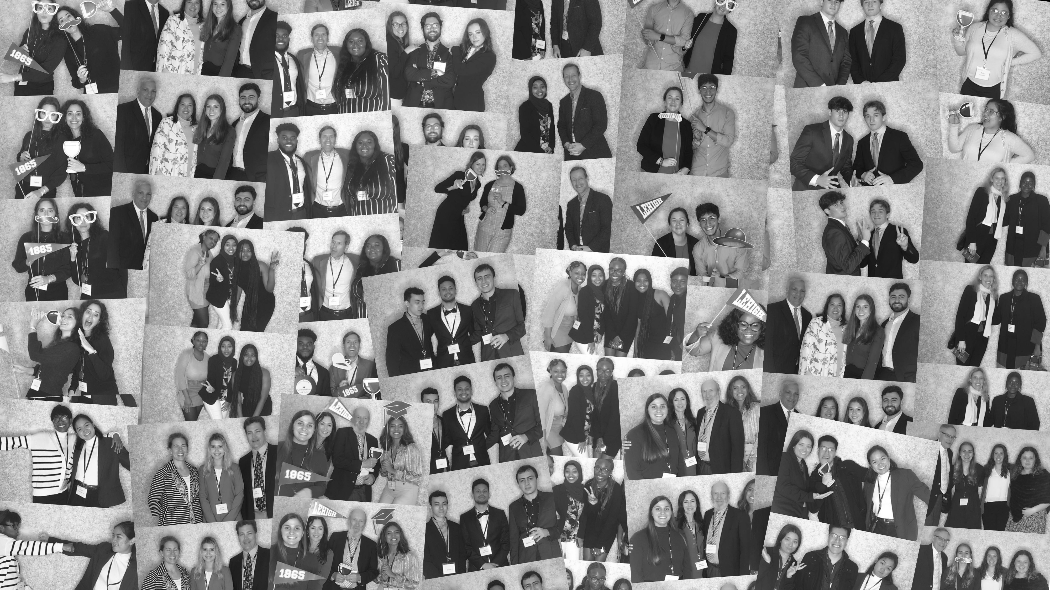 A collection of photo strips taken at the scholarship event