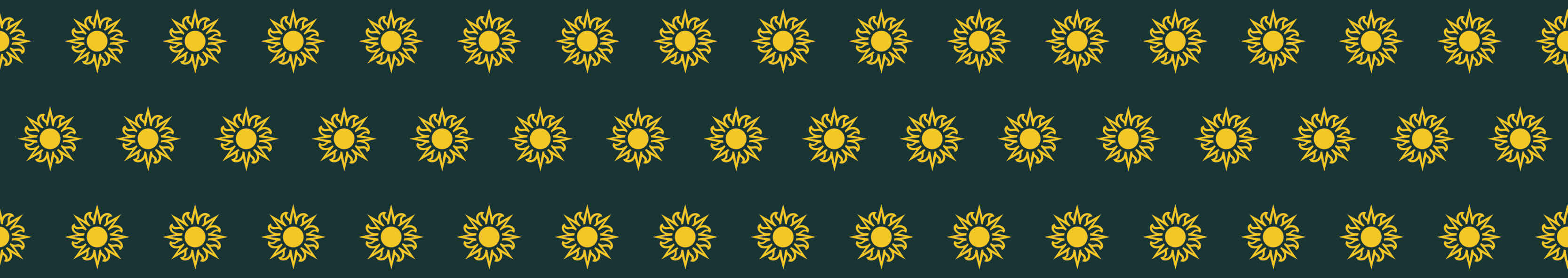 Repeating yellow suns over a green background