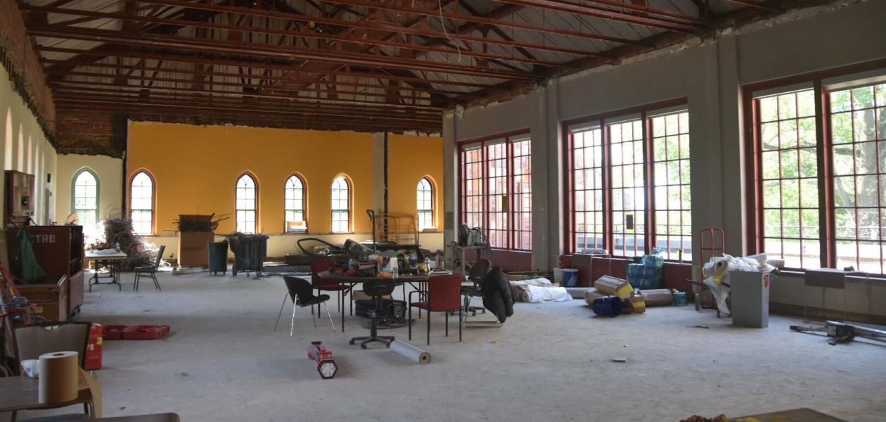 Boardroom interior during construction