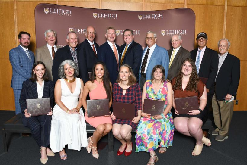 Lehigh University's 2024 Alumni Award Winners pose for an indoor group photo
