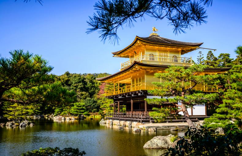 Shrine in Japan on pond