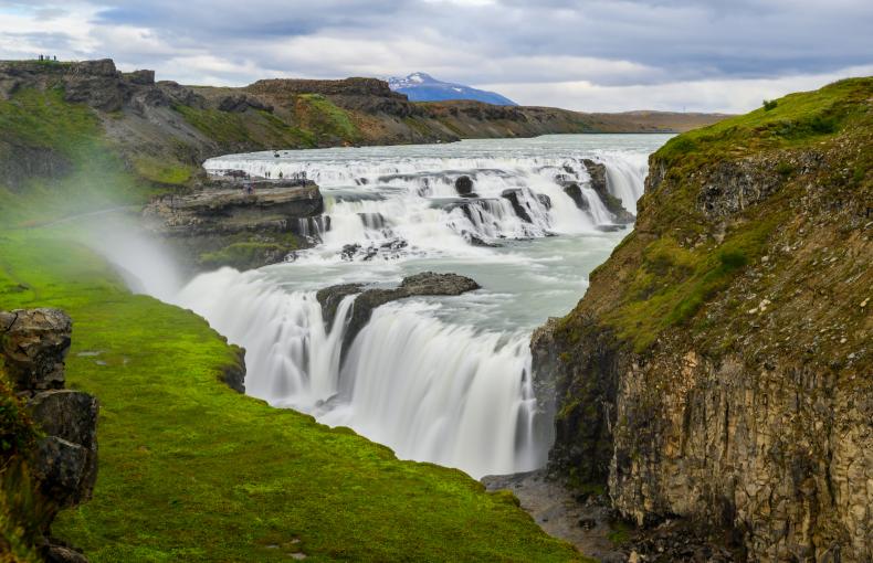 A river and waterfalls