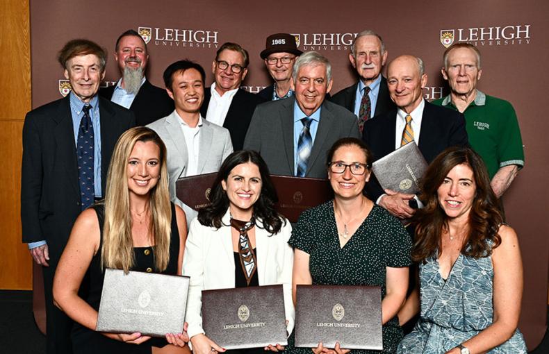 Lehigh University's 2025 Alumni Award Winners pose for an indoor group photo
