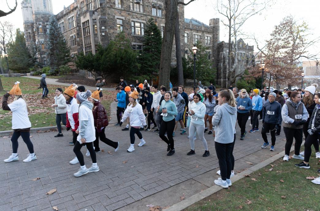 Runners gather for the start of the Trot