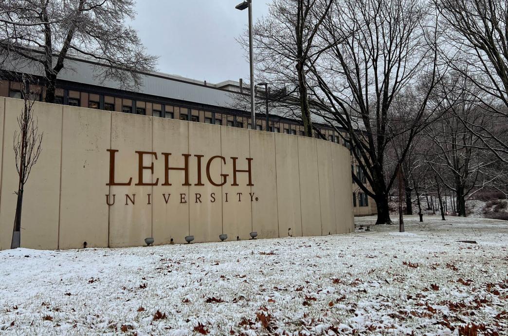 Snowy Lehigh University Sign