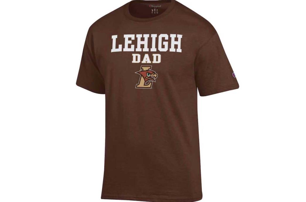 Brown shirt reading "Lehigh Dad"