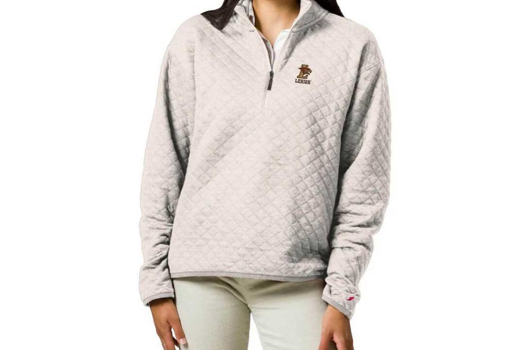 Light gray quilted pullover sweater