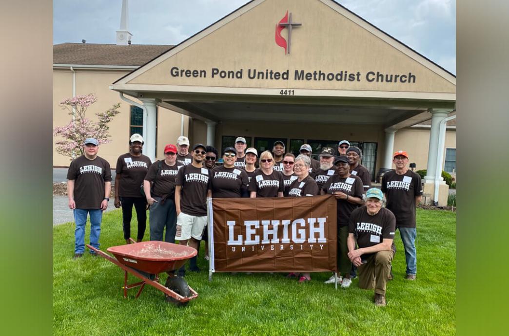 Alumni posed in front of the United Methodist Church in Easton, PA.