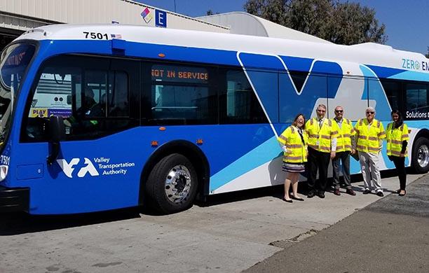 Lehigh crew poses with new zero emission bus