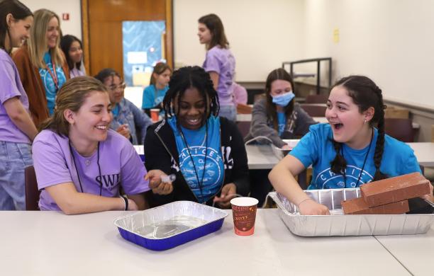 Girls conducting an experiment in Lehigh's CHOICES program