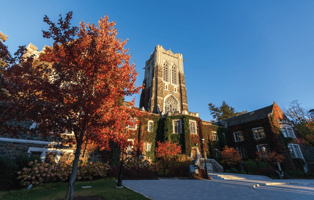 Lehigh University's Alumni Memorial Building during the fall