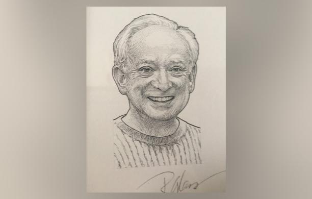 A pointillism drawing of Joe Morgenstern from the Wall Street Journal 