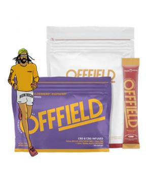 Offfield purple and white product packets