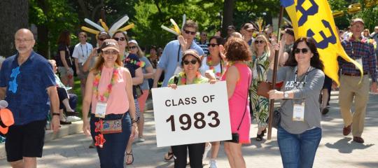 1983 class marching in the reunion parade