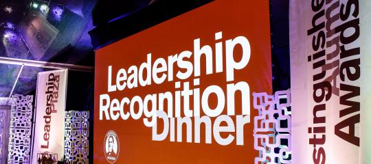 Brown and white slides for the Leadership Recognition Dinner