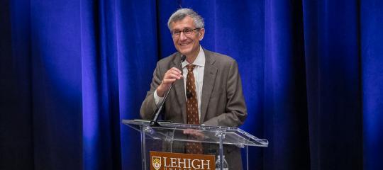 President Helble speaking at State of the University