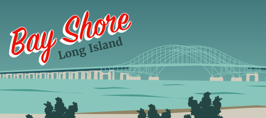 Illustration of Great South Bay Bridges in Bay Shore, Long Island